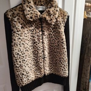 TIARA Women's Faux Fur Sweater Jacket